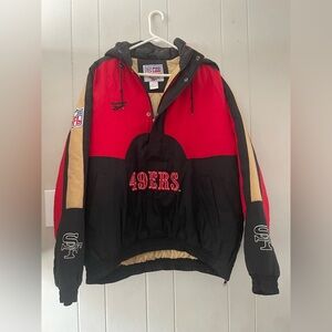 Vintage 90’s San Francisco 49ers Reebok Pro Line Hooded Pullover Jacket Size XL